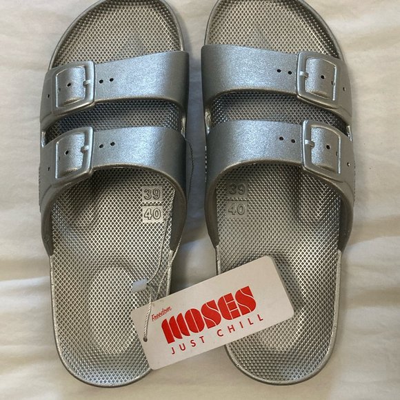 Freedom Moses Silver Sandals - Picture 1 of 2